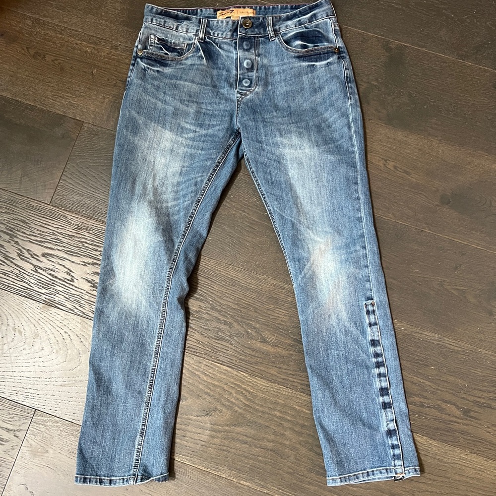 Seven7‎ Adaptive Able Magnetic Distressed Medium Wash Denim Jeans Velcro 32x30